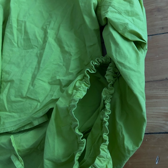 Pilcro Anthropologie Drawstring Chartreuse Poplin Button Blouse medium green - Picture 7 of 10